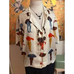 UBER RARE Mershy Mushroom People Bowling Shirt So Cool! SM